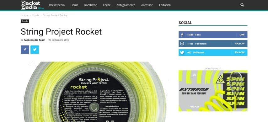 Recensione String Project Rocket su racketpedia.com